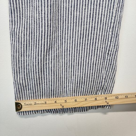 Old Navy Striped Wide Leg Crop Jumpsuit Size S Linen Blend Long Sleeve Tie Waist - Picture 13 of 15